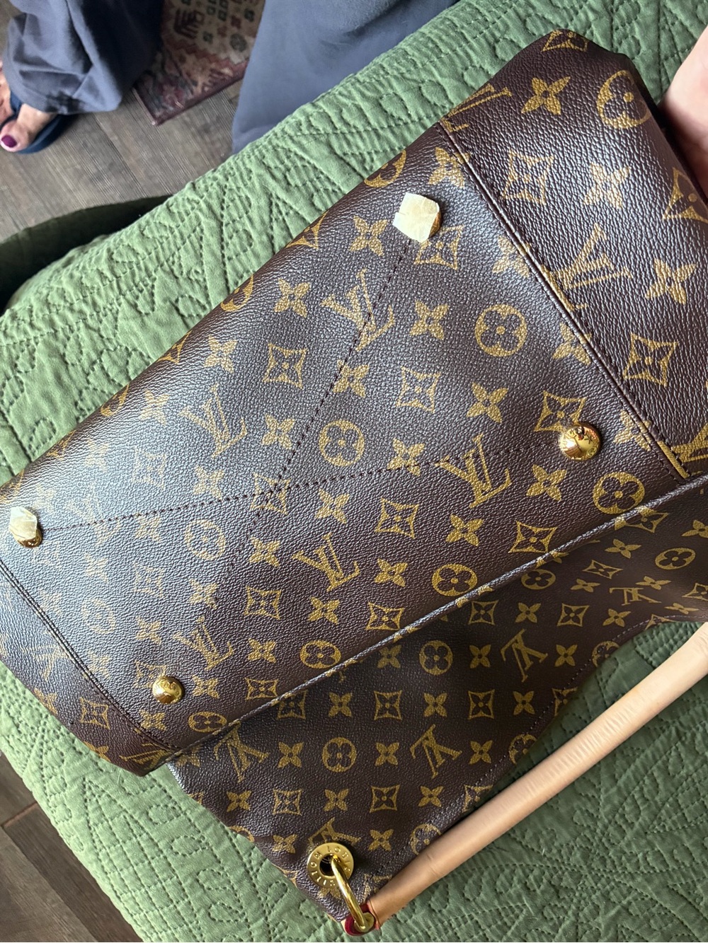 Large Monogram Hobo Handbag with Braided Leather Handle - Picture 6 of 15